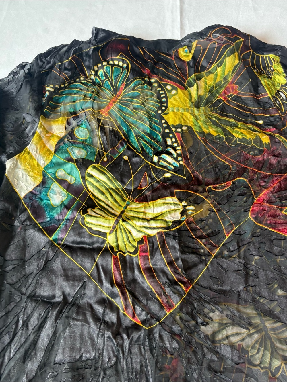 Vintage Citron Santa Monica Silk Butterfly Burnout Top 2X - Picture 6 of 12